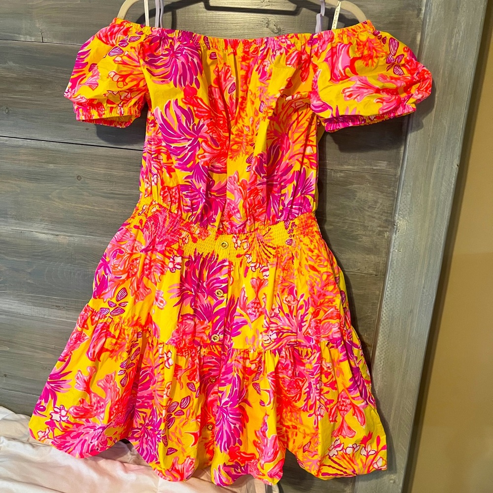 Lilly Pulitzer Jesiba Romper in Calla Yellow Floral Coral